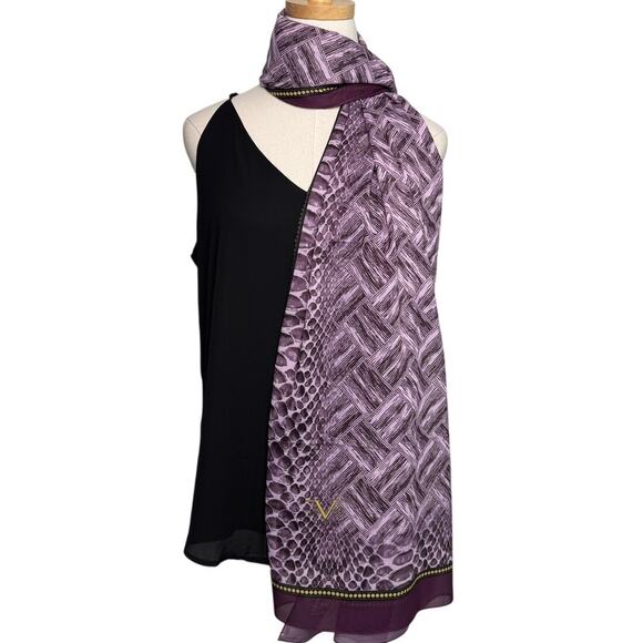 19v69 Italia extra large scarf wrap pareo sarong snake print purple 34 x 76" - Picture 7 of 7